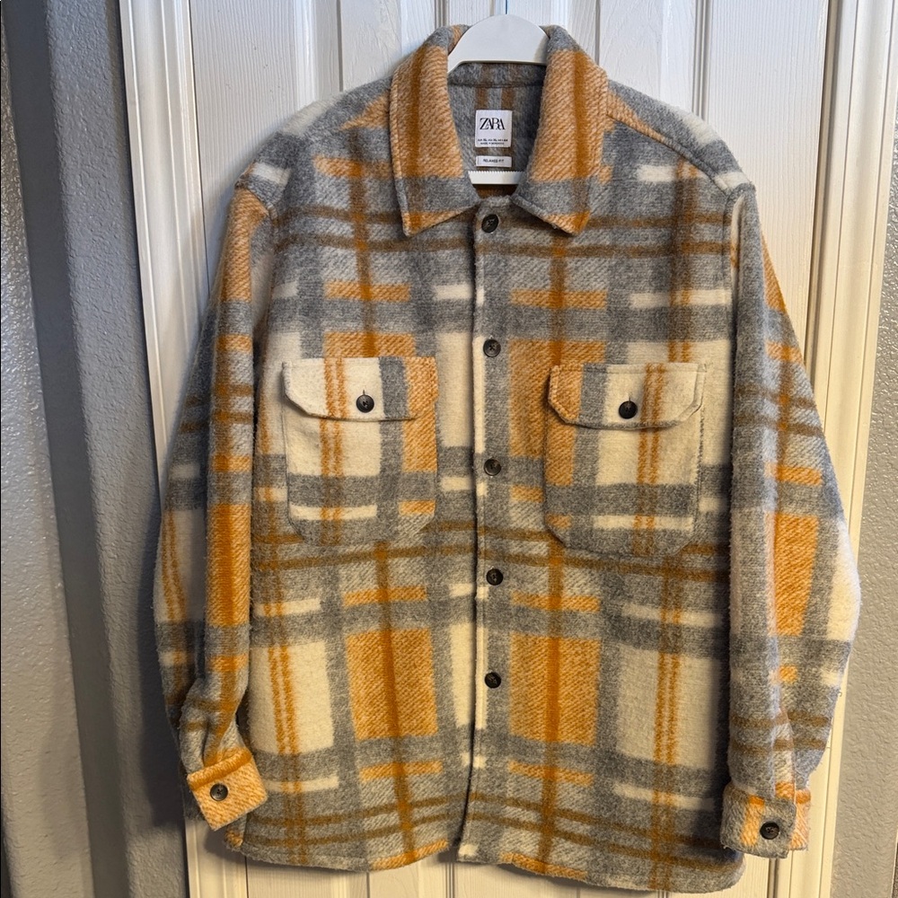 Zara xl Plaid Shacket in Mustard, Gray & Cream ZARA men or women